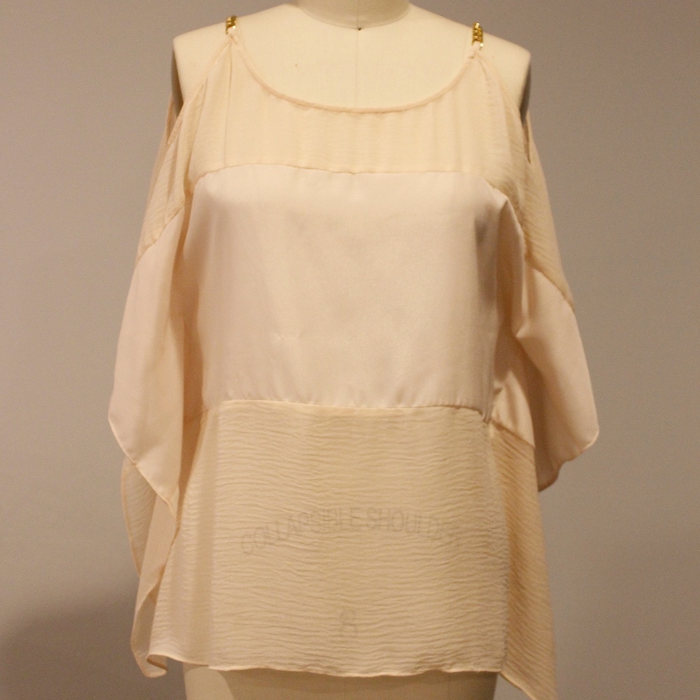 Zio Sheer Open Shoulder Blouse w/ Chain Detail